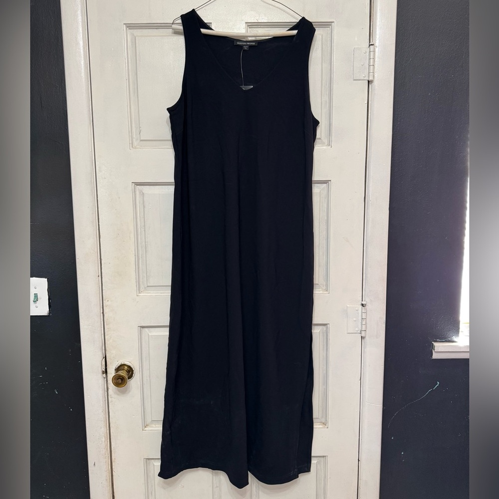 Boston Proper Black Sleeveless Maxi Dress